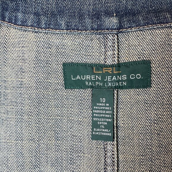 Lauren Ralph Lauren Denim Jacket Blazer - sleek design Sz 10/10T cotton blend - Picture 9 of 12